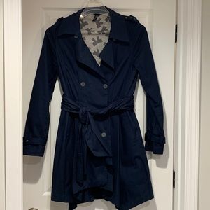 Topshop pleated hem navy trench. Size 12UK, 40 Euro.